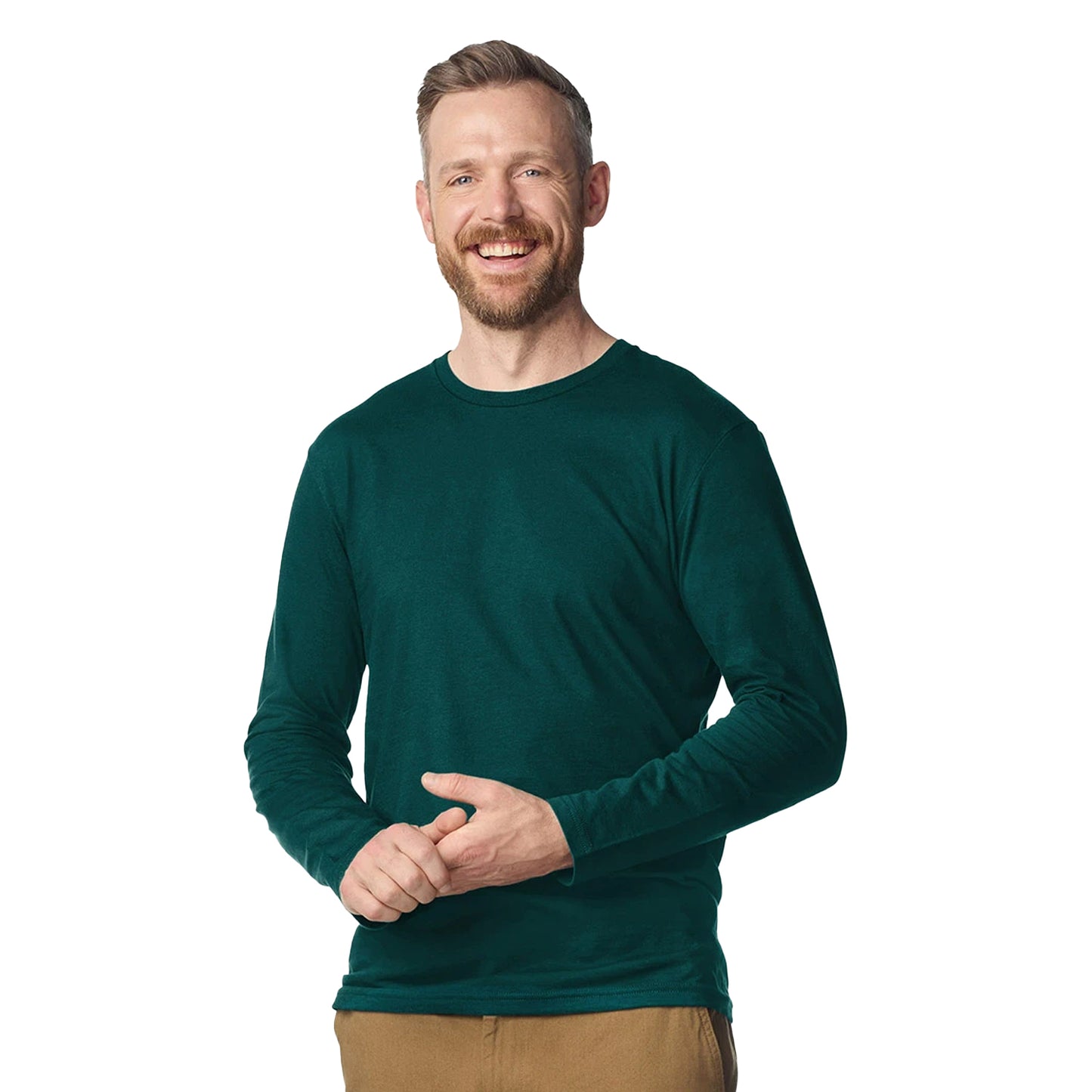 Fan Marine Green - Side - Gildan Unisex Adult Softstyle Long-Sleeved T-Shirt
