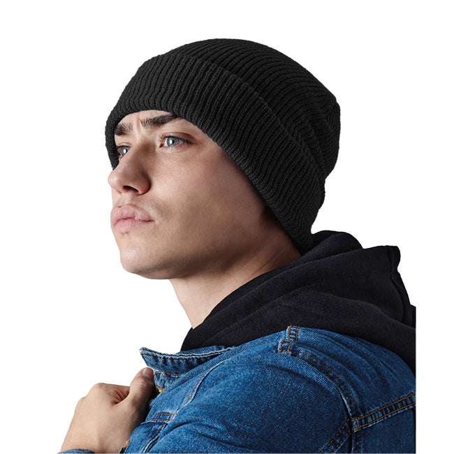 Black - Back - Beechfield Heritage Beanie