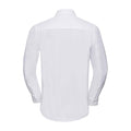 White - Back - Russell Collection Mens Oxford Easy-Care Tailored Long-Sleeved Shirt