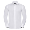 White - Front - Russell Collection Mens Oxford Easy-Care Tailored Long-Sleeved Shirt