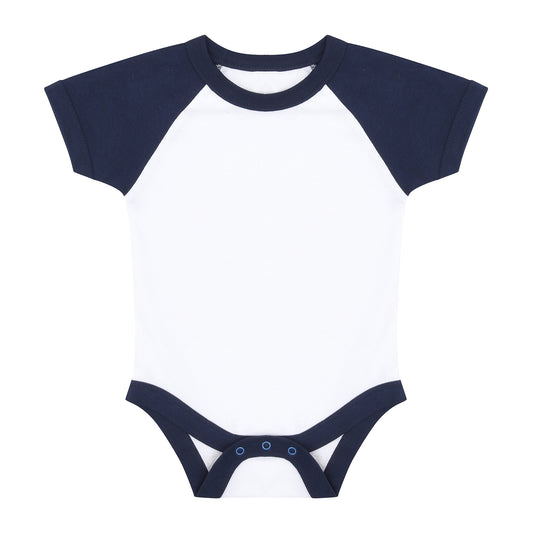 White-Red - Front - Larkwood Baby Essential Short-Sleeved Baseball Bodysuit
