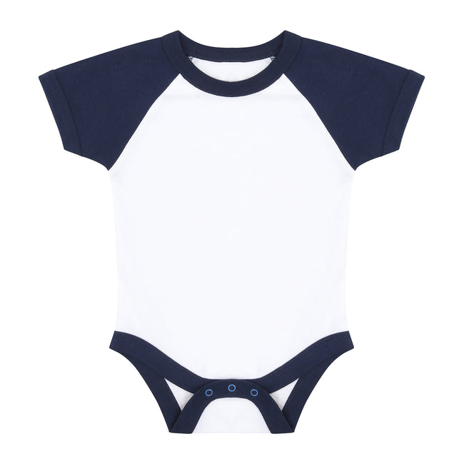 White-Red - Front - Larkwood Baby Essential Short-Sleeved Baseball Bodysuit
