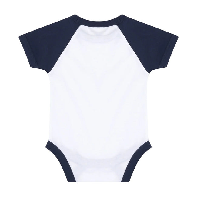 White-Red - Back - Larkwood Baby Essential Short-Sleeved Baseball Bodysuit