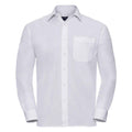 White - Front - Russell Collection Mens Poplin Easy-Care Long-Sleeved Formal Shirt