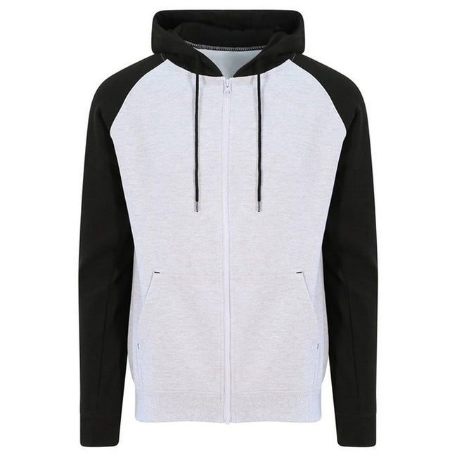 Heather Grey-Jet Black - Front - Awdis Womens-Ladies Full Zip Baseball Hoodie