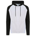 Heather Grey-Jet Black - Front - Awdis Womens-Ladies Full Zip Baseball Hoodie