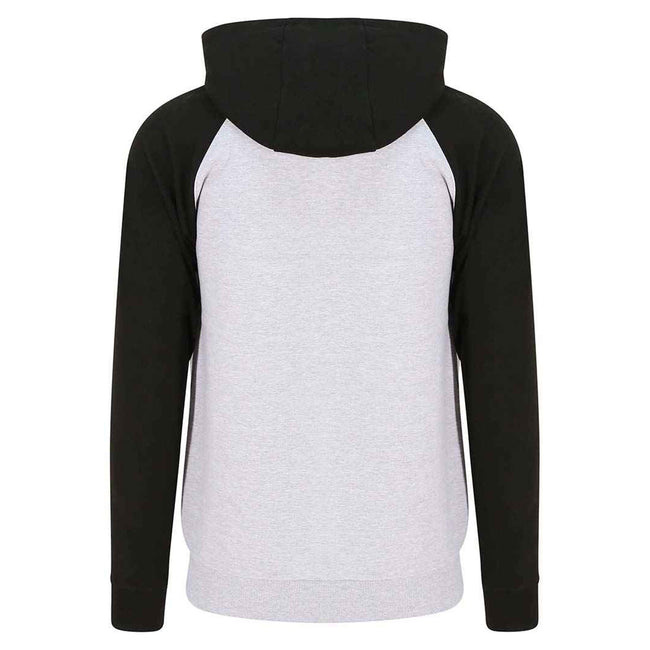 Heather Grey-Jet Black - Back - Awdis Womens-Ladies Full Zip Baseball Hoodie