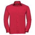 Classic Red - Front - Russell Collection Mens Poplin Easy-Care Long-Sleeved Shirt