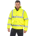 Yellow - Close up - Portwest Unisex Hi-Vis Bomber Jacket (S463) - Workwear - Safetywear