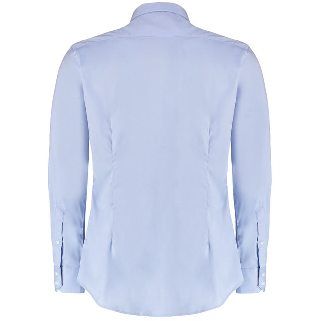 Light Blue - Back - Kustom Kit Mens Oxford Stretch Slim Long-Sleeved Shirt