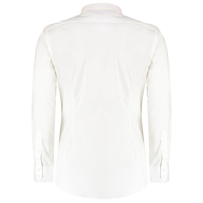White - Back - Kustom Kit Mens Oxford Stretch Slim Long-Sleeved Shirt