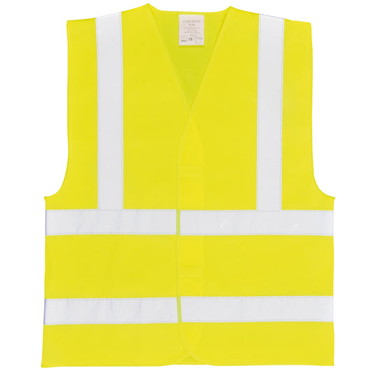 Yellow - Front - Portwest Unisex Hi-Vis Two Band & Brace Vest (C470) - Workwear - Safetywear