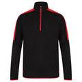 Black-Red - Front - Finden & Hales Mens Contrast Panel Quarter Zip Midlayer