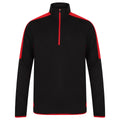 Black-Red - Front - Finden & Hales Mens Contrast Panel Quarter Zip Midlayer