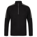 Black-Gunmetal Grey - Front - Finden & Hales Mens Contrast Panel Quarter Zip Midlayer