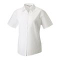 White - Front - Russell Collection Womens-Ladies Poplin Easy-Care Short-Sleeved Shirt