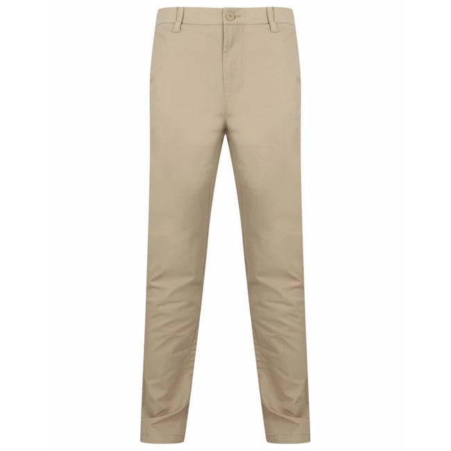 Stone - Front - Henbury Mens Stretch Flex Waistband Chinos