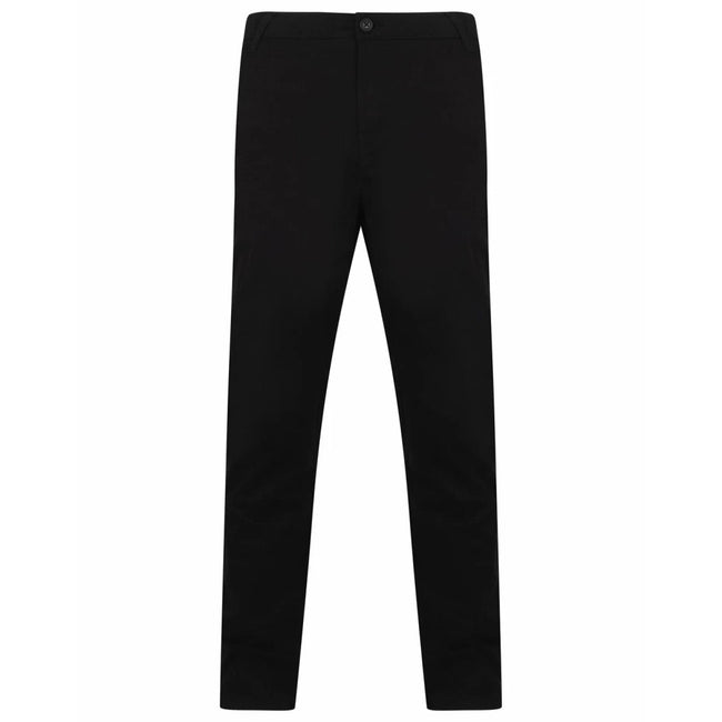 Black - Front - Henbury Mens Stretch Flex Waistband Chinos