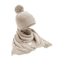 Oatmeal - Front - Beechfield Womens-Ladies Flecked Hat And Scarf Set