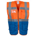 Orange-Royal Blue - Front - Yoko Unisex Adult Executive Hi-Vis Waistcoat