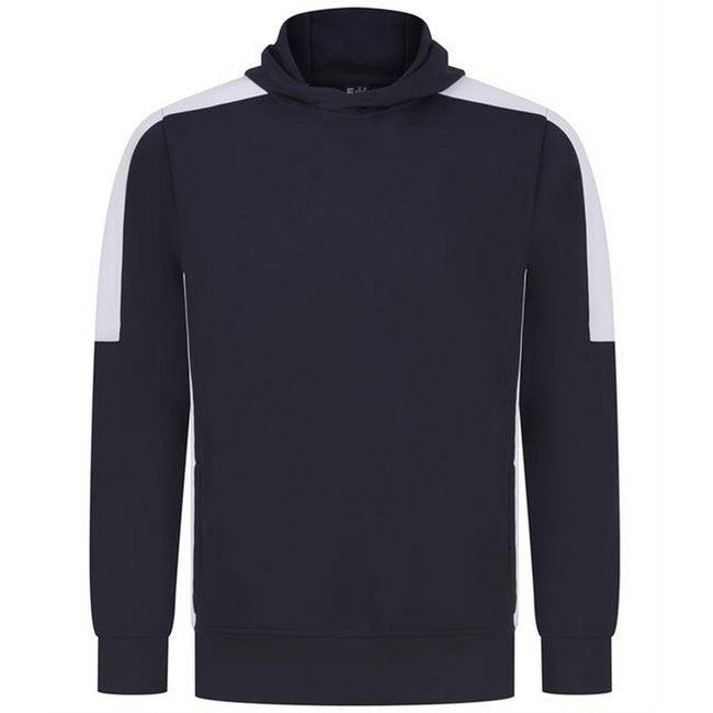 Navy-White - Front - Finden & Hales Unisex Adult Team Contrast Panel Hoodie