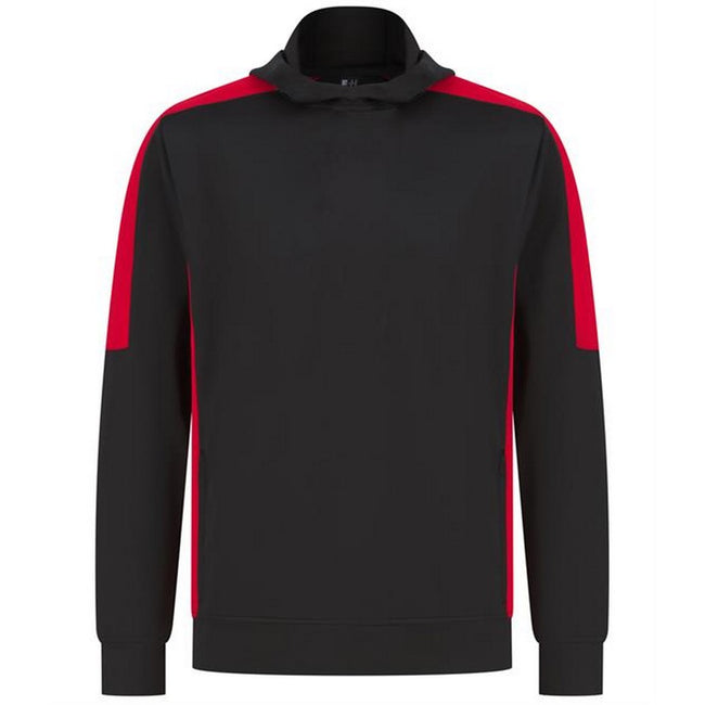 Black-Red - Front - Finden & Hales Unisex Adult Team Contrast Panel Hoodie