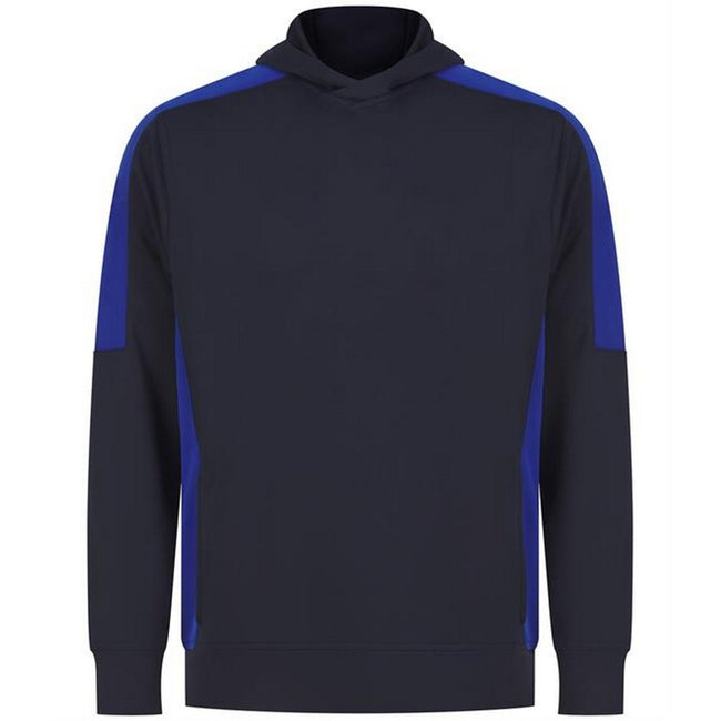 Navy-Royal Blue - Front - Finden & Hales Unisex Adult Team Contrast Panel Hoodie