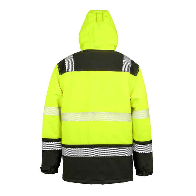 Fluorescent Yellow-Black - Back - SAFE-GUARD by Result Unisex Adult Extreme Tech Printable Safety Soft Shell Jacket