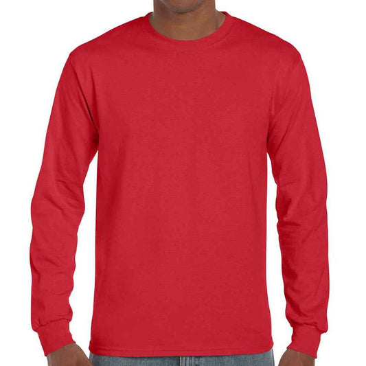 Red - Front - Gildan Unisex Adult Ultra Cotton Long-Sleeved T-Shirt