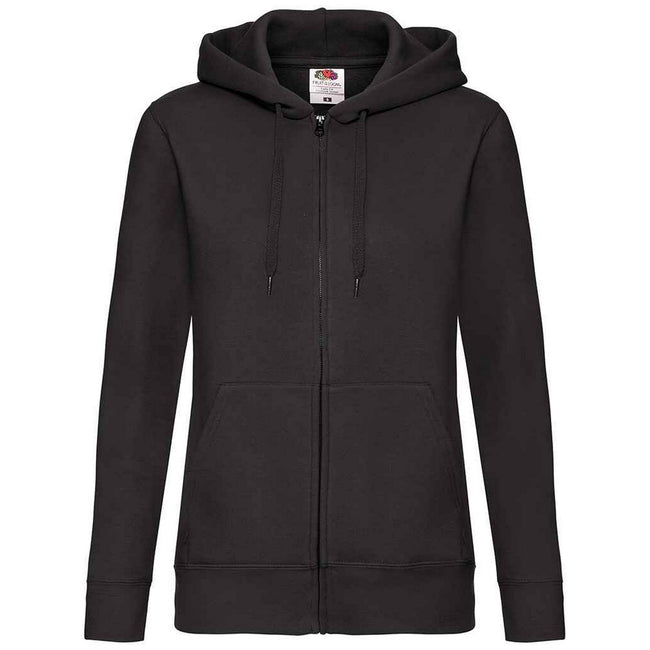 Black - Front - Fruit of the Loom Womens-Ladies Premium Hooded Lady Fit Hoodie