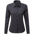 Steel-Black - Front - Premier Womens-Ladies Maxton Gingham Long-Sleeved Shirt