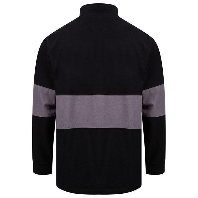 Black-Charcoal - Back - Front Row Unisex Adult Panelled Quarter Zip Jumper