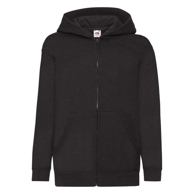 Black - Front - Fruit Of The Loom Childrens-Kids Classic Full Zip Hoodie
