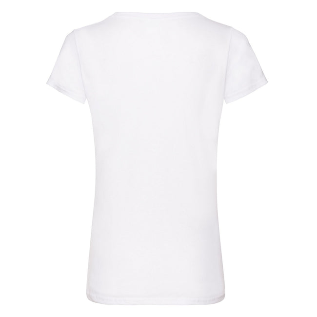 White - Back - Fruit of the Loom Womens-Ladies Valueweight V Neck Lady Fit T-Shirt