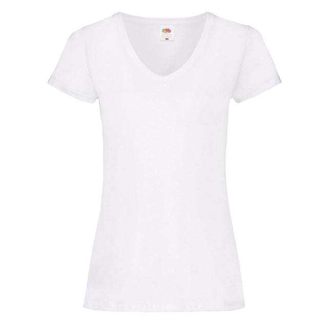 White - Front - Fruit of the Loom Womens-Ladies Valueweight V Neck Lady Fit T-Shirt