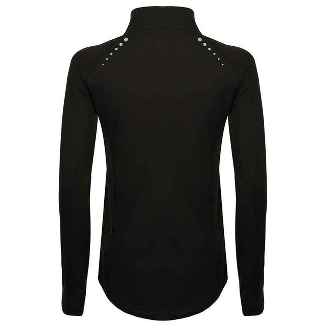 Black - Back - Tombo Womens-Ladies Performance Quarter Zip Long-Sleeved Top