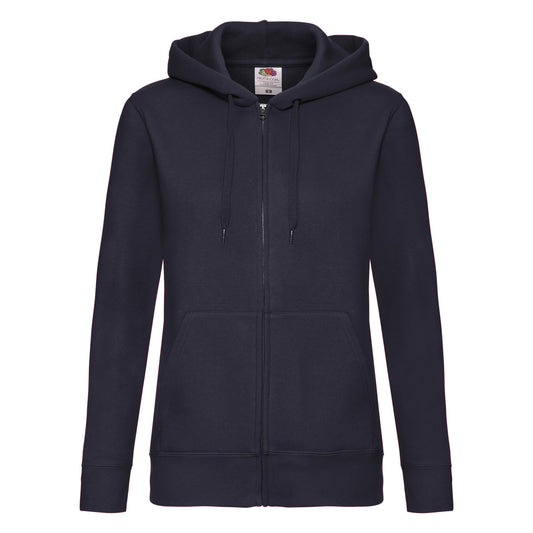 Deep Navy - Front - Fruit of the Loom Womens-Ladies Premium Lady Fit Full Zip Hoodie