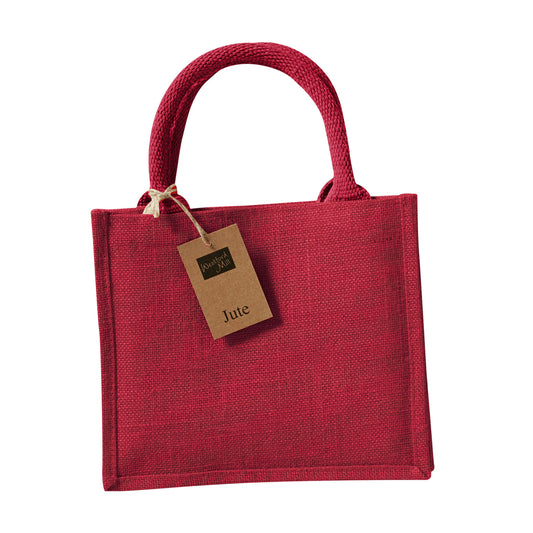 Red - Front - Westford Mill Mini Jute Gift Bag
