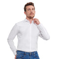 White - Back - Russell Collection Mens Ultimate Stretch Long-Sleeved Shirt