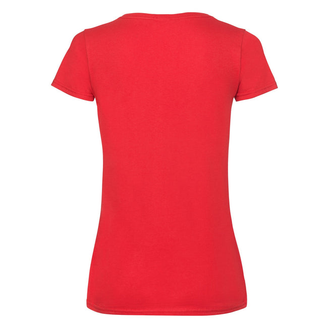 Red - Back - Fruit of the Loom Womens-Ladies Valueweight V Neck Lady Fit T-Shirt