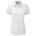 White - Front - Russell Collection Womens-Ladies Herringbone Short-Sleeved Shirt