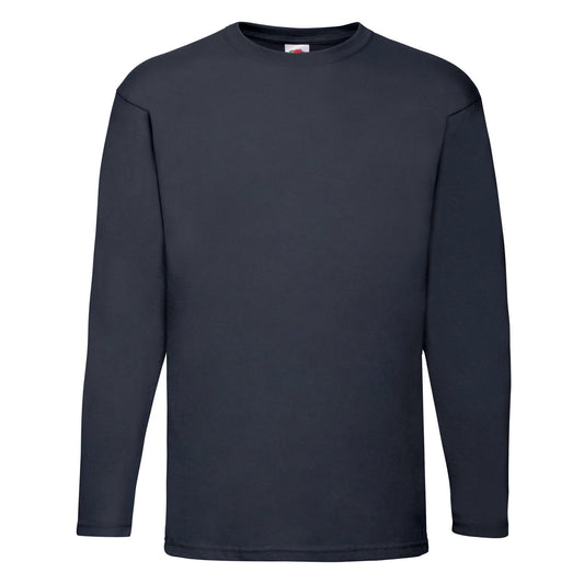 Deep Navy - Front - Fruit Of The Loom Mens Valueweight Long-Sleeved T-Shirt