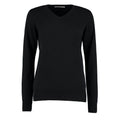 Black - Front - Kustom Kit Womens-Ladies Arundel V Neck Long-Sleeved Sweater Top