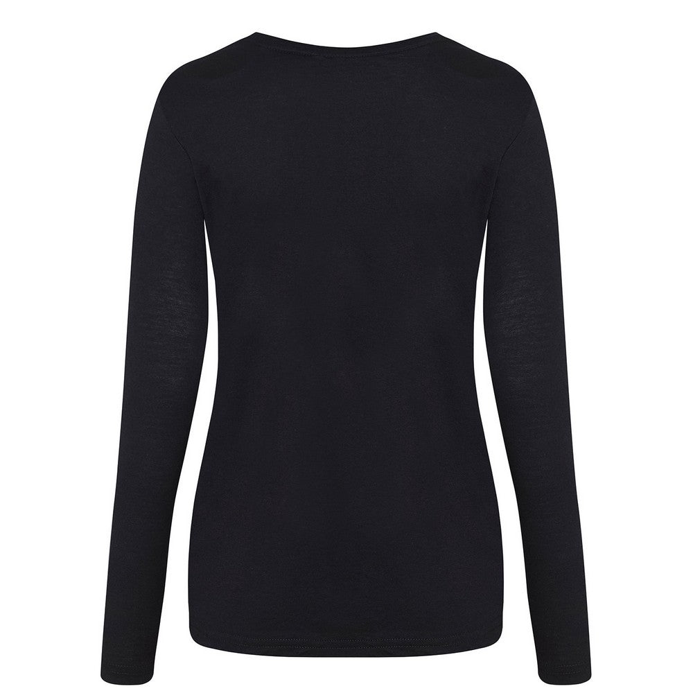 Solid Black - Back - Awdis Womens-Ladies Triblend Long-Sleeved T-Shirt