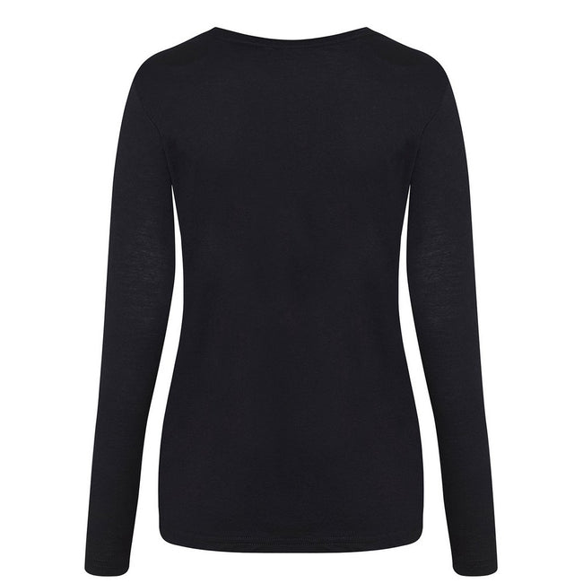 Solid Black - Back - Awdis Womens-Ladies Triblend Long-Sleeved T-Shirt