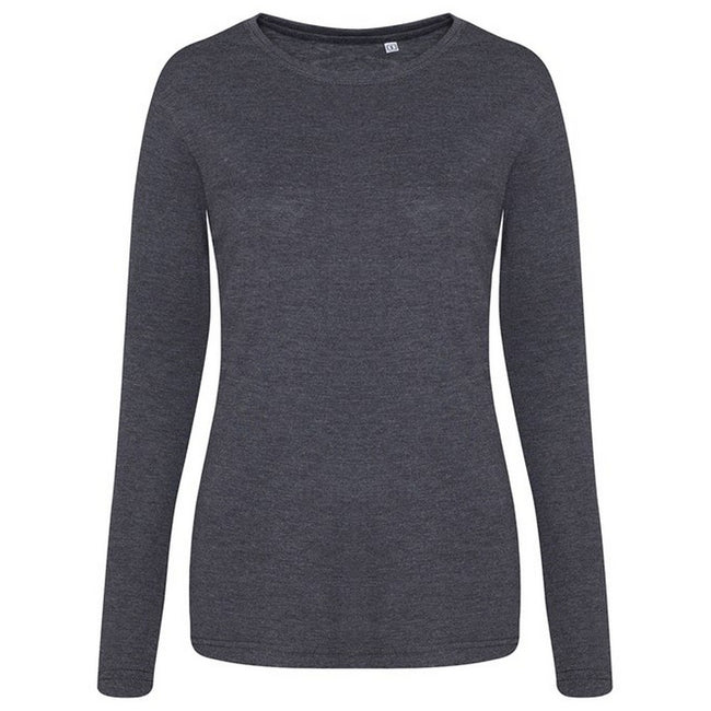 Heather Charcoal - Front - Awdis Womens-Ladies Triblend Long-Sleeved T-Shirt