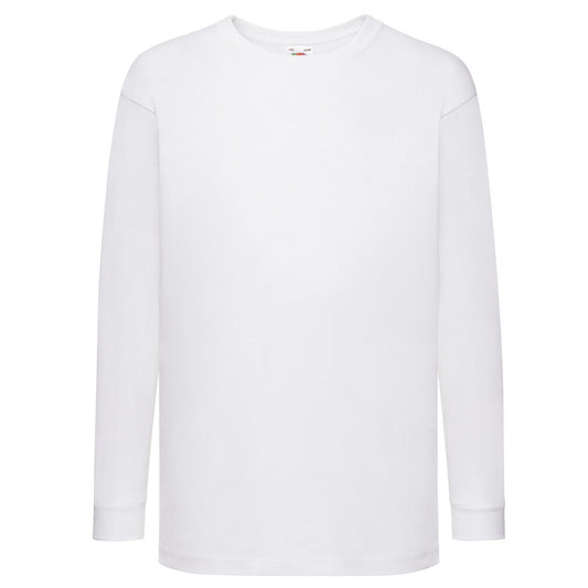 White - Front - Fruit of the Loom Childrens-Kids Valueweight Long-Sleeved T-Shirt