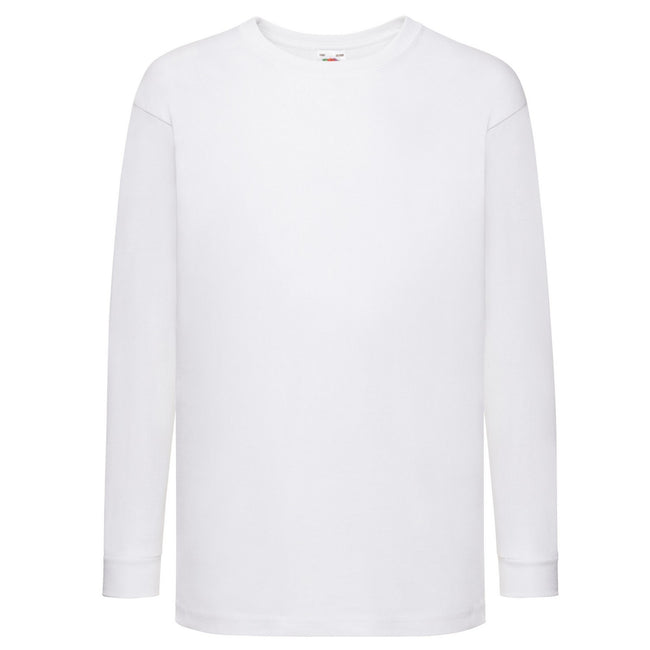 White - Front - Fruit of the Loom Childrens-Kids Valueweight Long-Sleeved T-Shirt