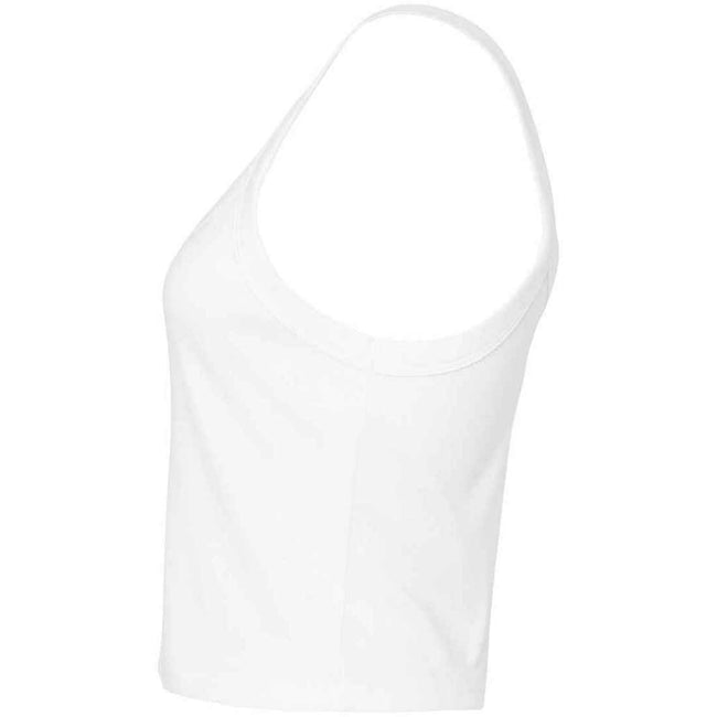 White - Side - Bella + Canvas Womens-Ladies Plain Micro-Rib Spaghetti Strap Tank Top