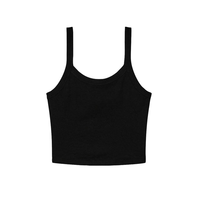 Solid Black - Front - Bella + Canvas Womens-Ladies Plain Micro-Rib Spaghetti Strap Tank Top